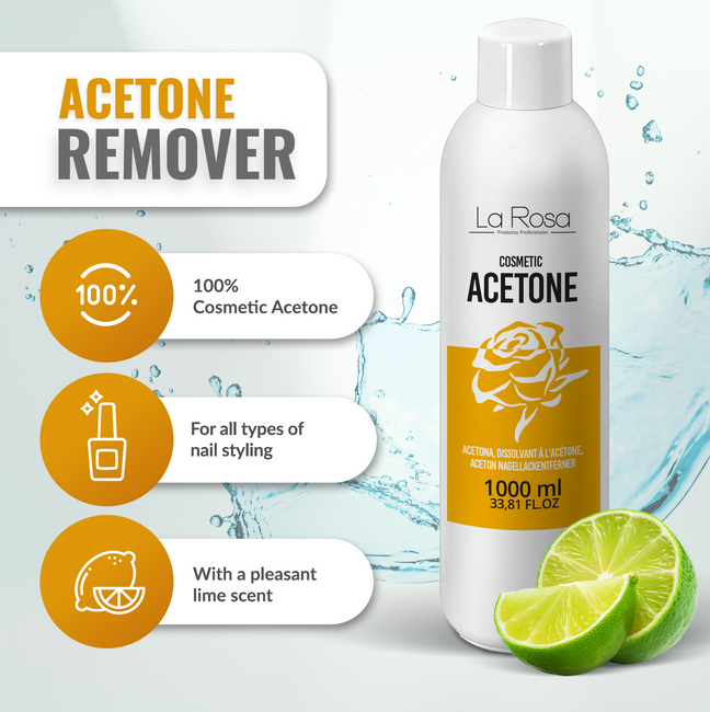 LaRosa ACETON KOSMETYCZNY 1000 ml najmocniejsza formuła z dodatkami chroniącymi paznokcie i skórę wokół paznokcia