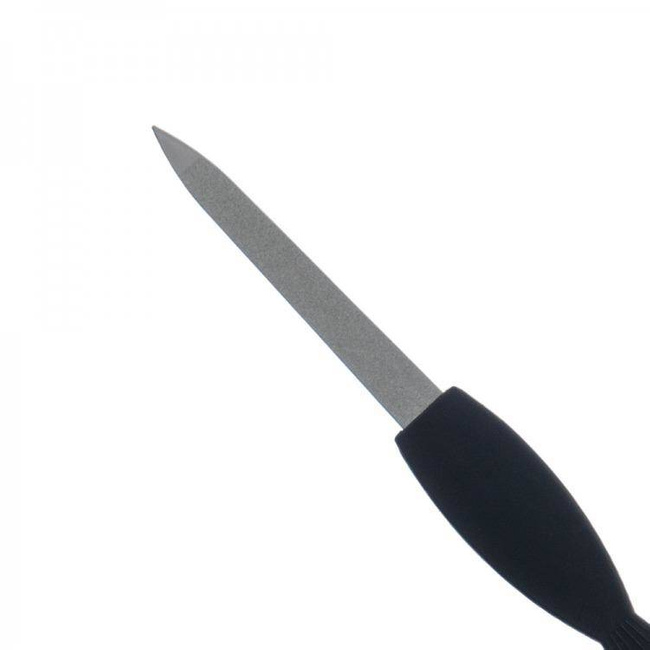 Pilnik szafirowy do paznokci z radełkiem uchwyt Soft Touch 8 cm