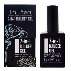 La Rosa Żel Do Paznokci Budujący Podkładowy 7w1 Milky White with Glitter UV/LED 15 ml