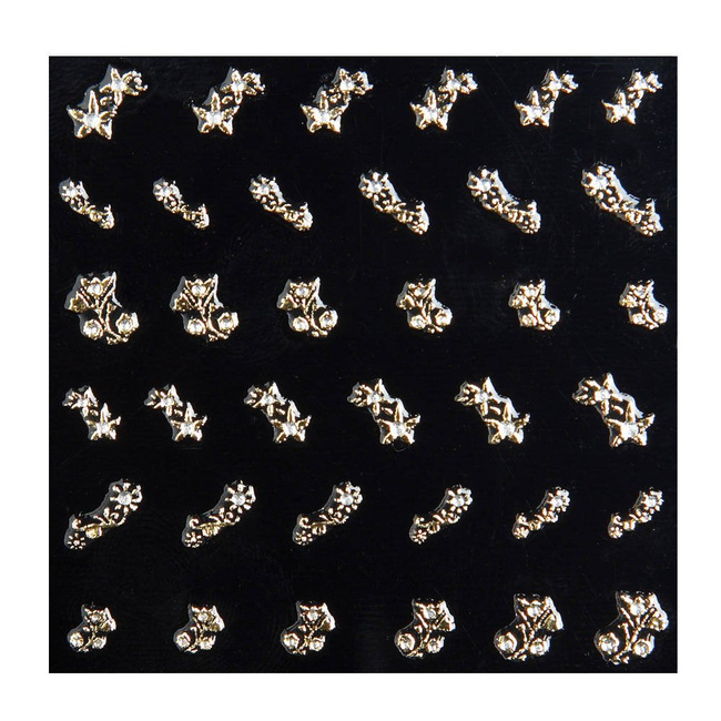 Naklejki na paznokcie złote kwiatki z cyrkonia