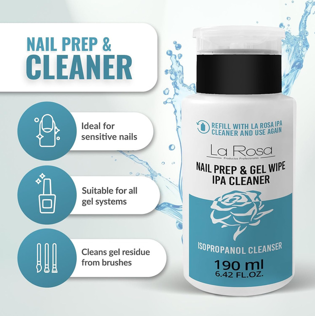 Cleaner IPA kosmetyczny do manicure butelka z pąpką i uzupełnienie 1190 ml