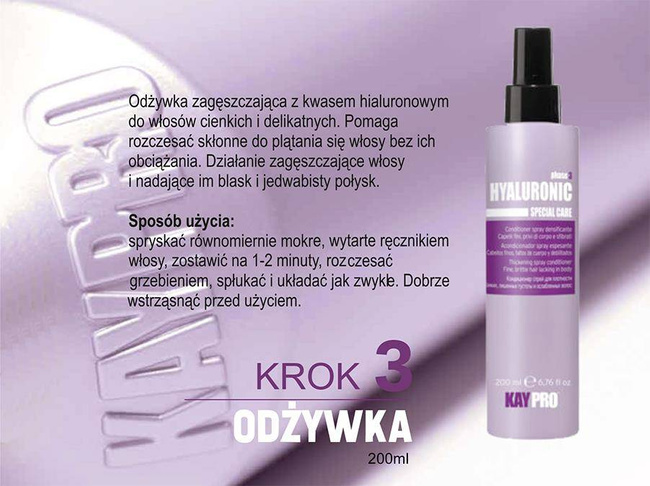 XL Zestaw Kaypro Hyaluronic zagęszczający włosy z kwasem hialuronowym