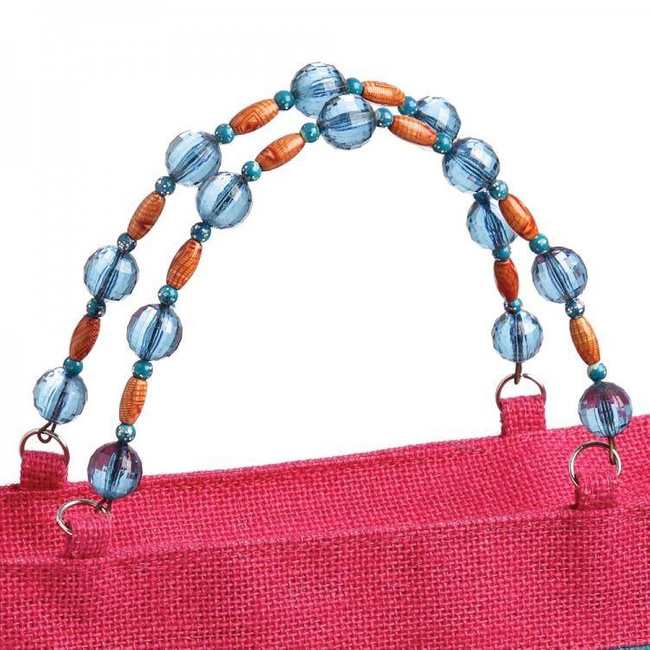 Kosmetyczka torba plażowa z juty i cekinami