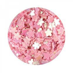 Kwiatki hologramowe na paznokcie różowe Niko