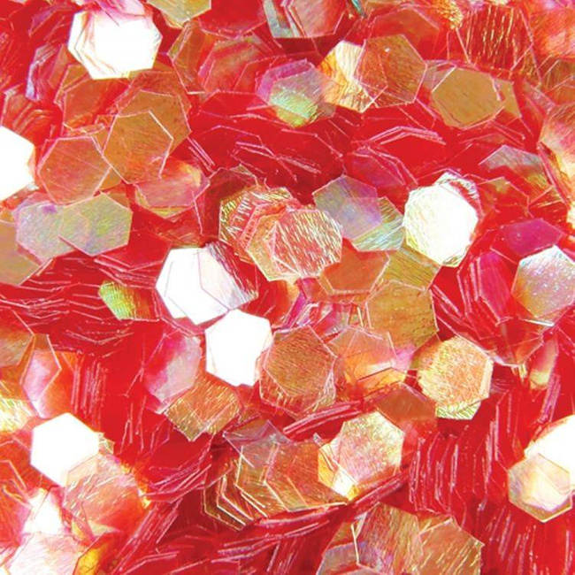 Brokat hologramowy do paznokci duży plastry miodu czerwony