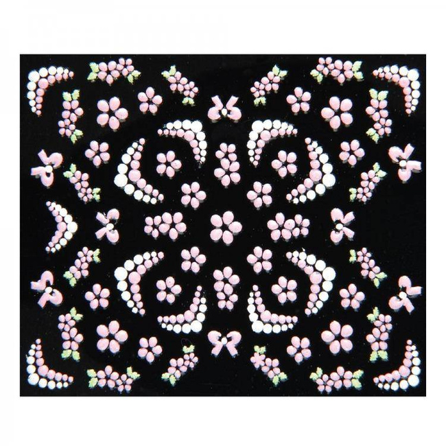 Naklejki na paznokcie różowe białe wzory