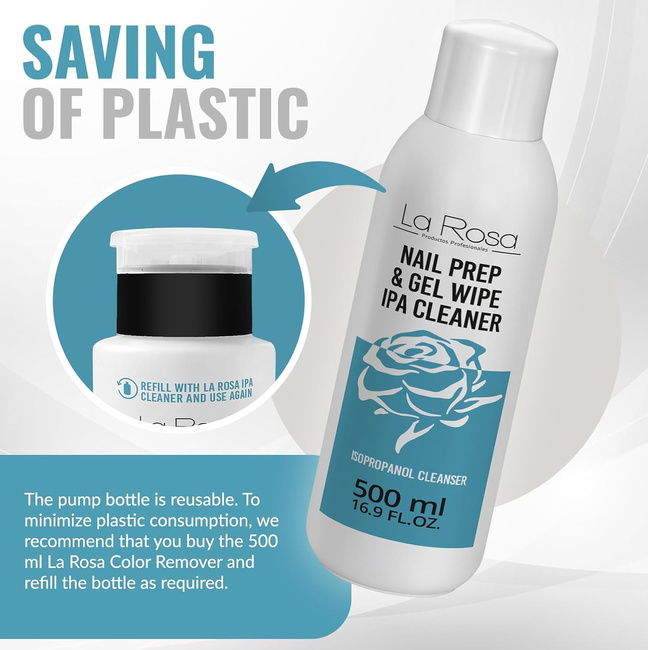 Cleaner IPA kosmetyczny do manicure butelka z pąpką i uzupełnienie 1190 ml