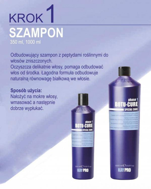 KAYPRO Botu Cure Szampon do włosów zniszczonych - odbudowuje włos od środka 350 ml