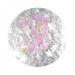 Kwiatki hologramowe na paznokcie białe Niko