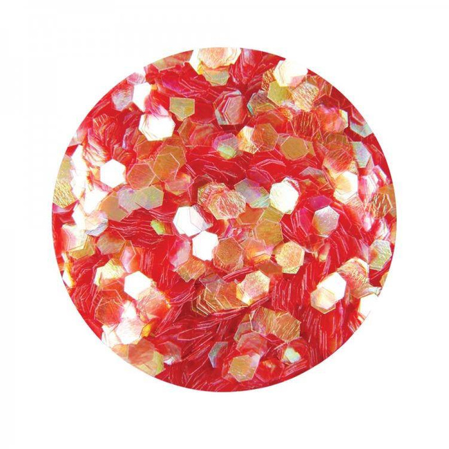 Brokat hologramowy do paznokci duży plastry miodu czerwony