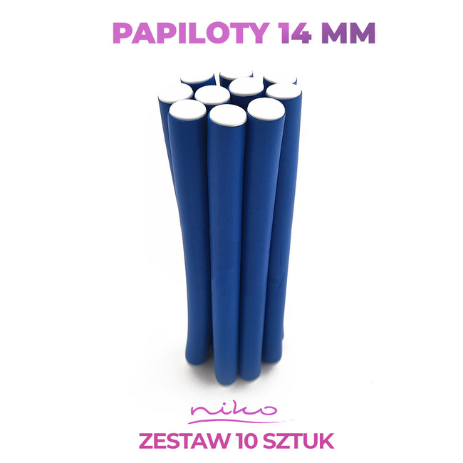Papiloty do włosów długie średnica 14 mm 10 sztuk