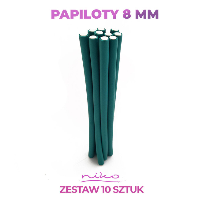 Papiloty do włosów cienkie długie średnica 8 mm 10 sztuk