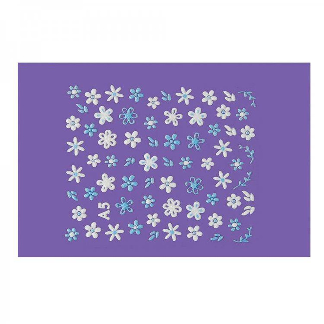 Naklejki na paznokcie błękitne i białe kwiatki