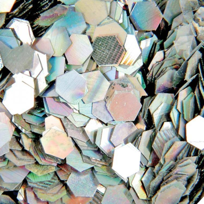 Brokat hologramowy do paznokci duży plastry miodu srebrny