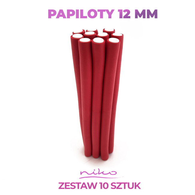 Papiloty do włosów długie średnica 12 mm 10 sztuk