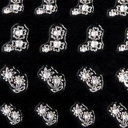 Naklejki na paznokcie srebrne w kwiatki z cyrkonią