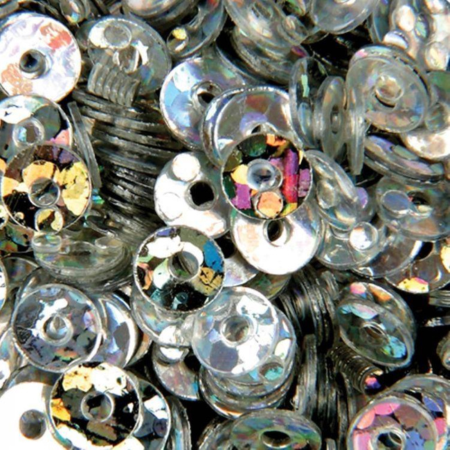 Cekiny, Kółka z dziurką hologramowe srebrne Niko