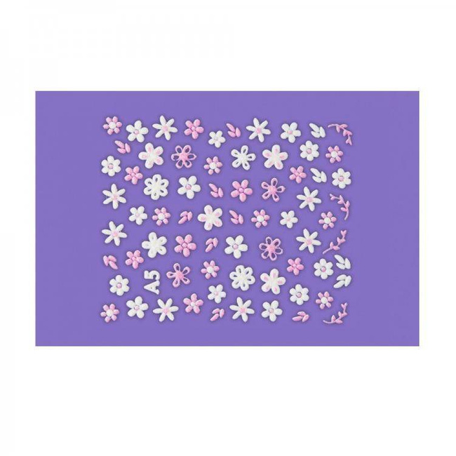 Naklejki na paznokcie białe i różowe kwiatki