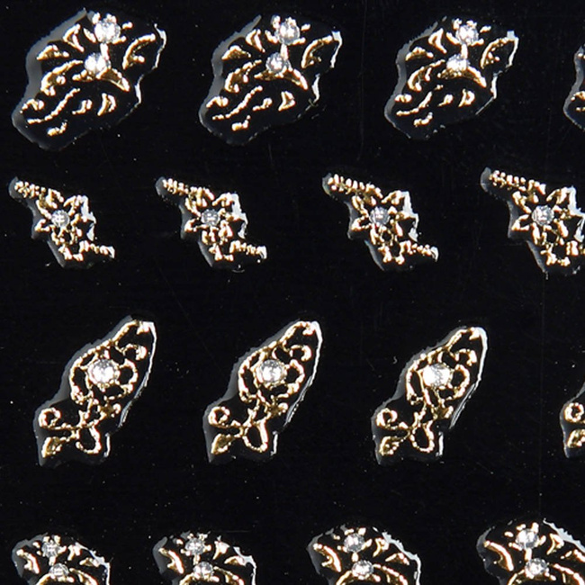 Naklejki na paznokcie złote z cyrkonią