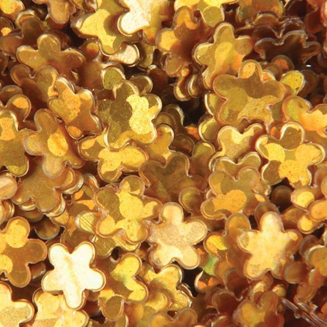 Kwiatki hologramowe na paznokcie złote Niko