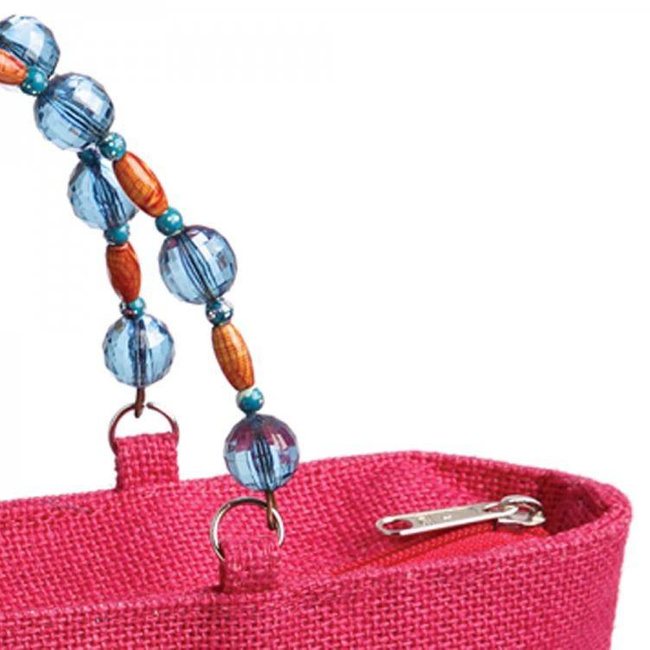 Kosmetyczka torba plażowa z juty i cekinami