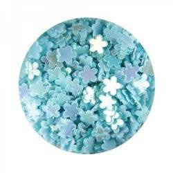 Kwiatki hologramowe na paznokcie turkusowe Niko