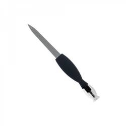 Pilnik szafirowy do paznokci z radełkiem uchwyt Soft Touch 8 cm