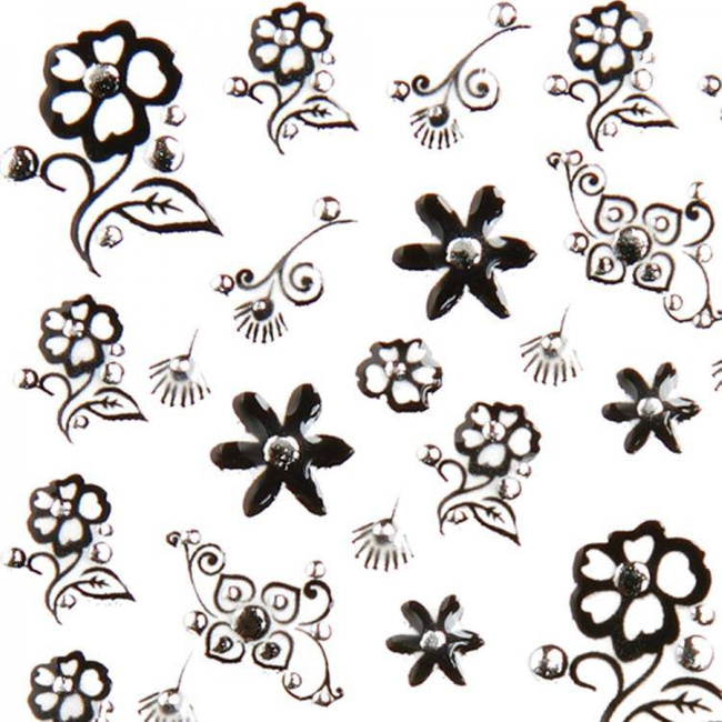 Naklejki na paznokcie kwiatki z cyrkonią