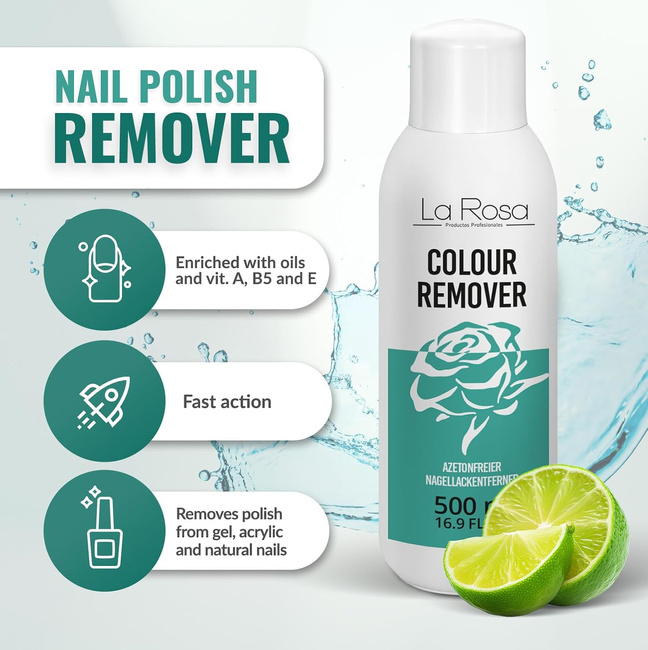 LaRosa COLOUR REMOVER LIQUID - Zmywacz bezacetonowy do paznokci 500 ml