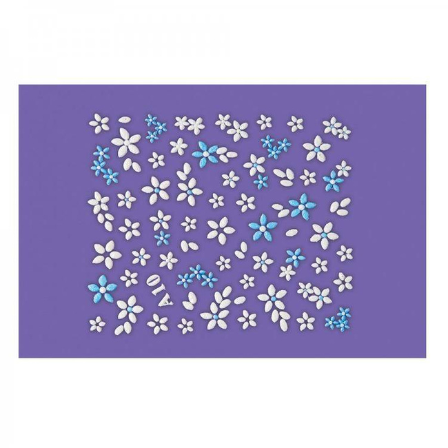 Naklejki na paznokcie małe błękitne i białe kwiatki