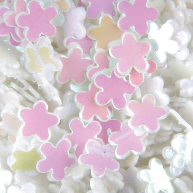 Kwiatki hologramowe na paznokcie białe Niko